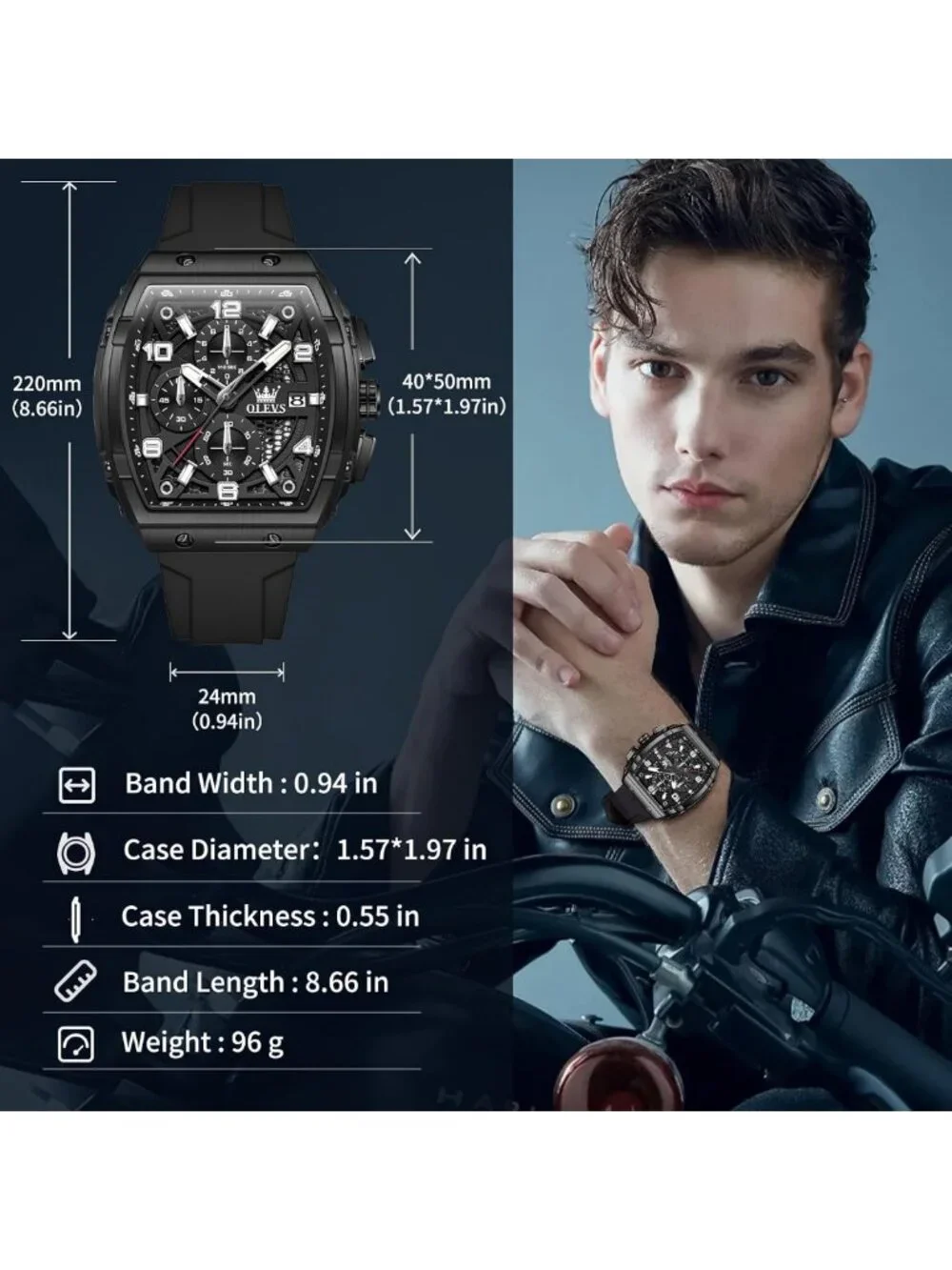 Luxury Large Face Men's Chronograph Watch | Waterproof Silicone Strap Gift Idea